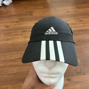 Adidas Black Hat with White Logo and Stripes